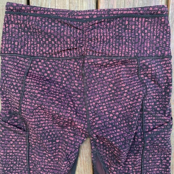 Lululemon Womens Activewear Leggings Pants Black Purple Geometric Pockets 6 - Picture 3 of 10